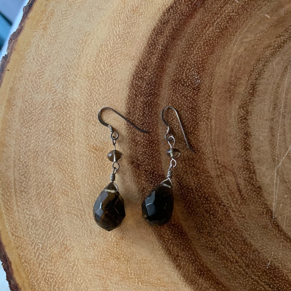 Smokey topaz and sterling silver earrings